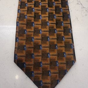 Sophisticated Geometric Tie in Brown and Blue